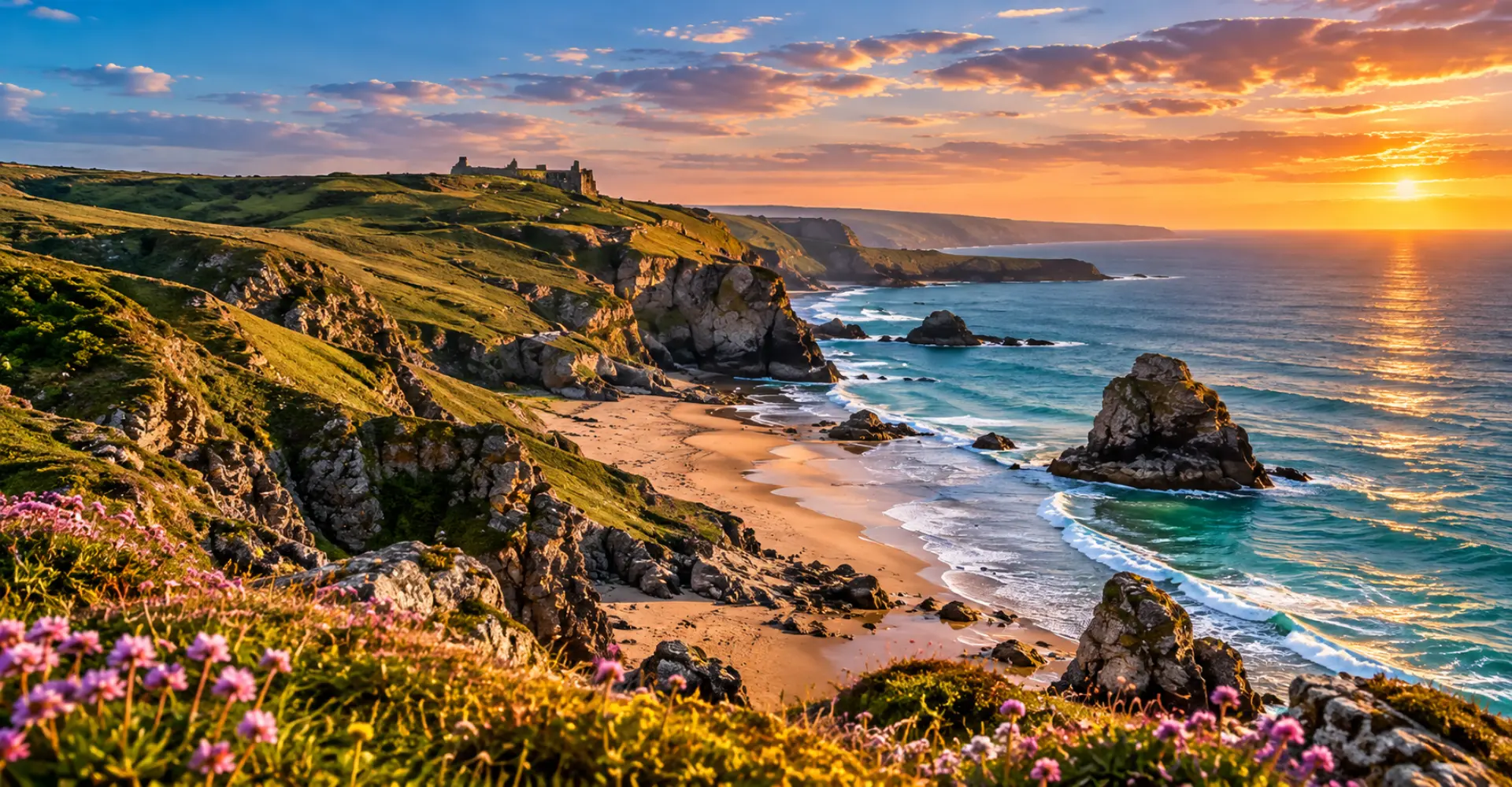 The North Cornwall coast at sunset